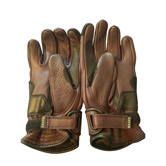 #3MaxAx Brown Leather Motorcycle Gloves Motocross Tactical Size Small - Picture 3 of 5